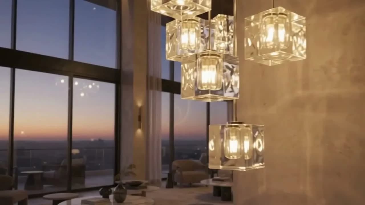Centauri chandelier collection in luxury penthouse